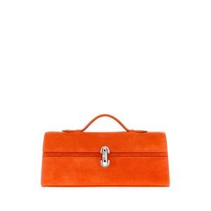 Savette Women Orange Suede Slim Symmetry Handbag